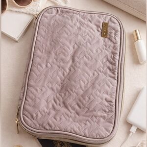 NISHEL Quilted Travel Tech Organizer Case – Dusty Rose/Mauve
